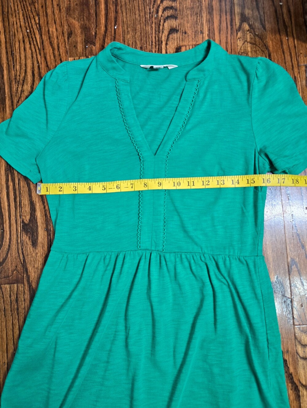Boden Naomi Green V-Neck Short Sleeve Jersey Dress Pockets Knee 4R Length - Picture 12 of 14